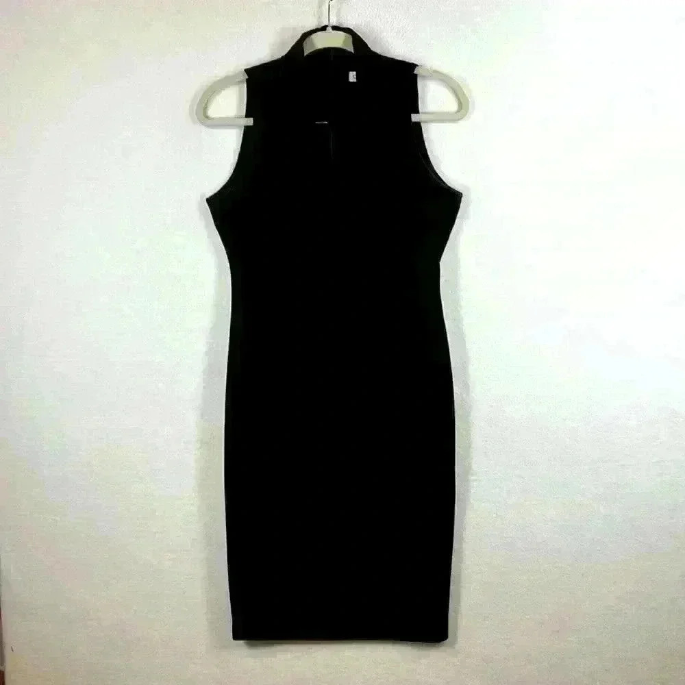 Calvin Klein Sheath Dress Women’s Sz 8 Black Polyester Business Office Evening